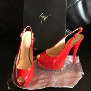 Giuseppe Zanotti Red Peep Toe Platform Sandal!